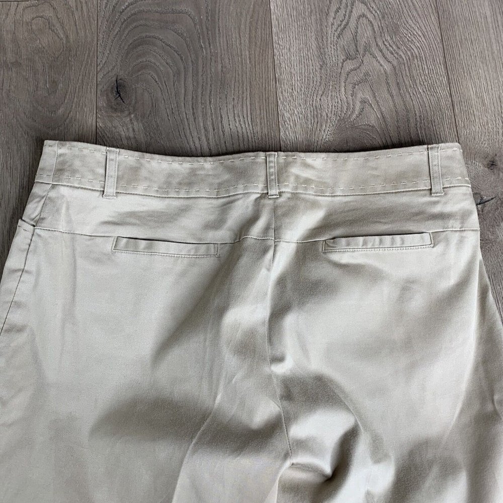 Claudia EV Cropped Pants Womens 12 Bown Solid Zip Square Button Close Stitching - Picture 7 of 9